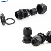 Passe-câble en nylon noir YAONAN PG7, étanche IP68, connecteur d'entrée de câble en plastique -40 ℃ ~100 ℃   Câblage pour machines d'extérieur