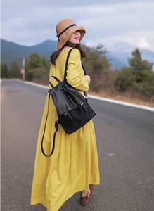 Robes pour femmes pour l'automne avec poche, robe en coton à manches longues, vêtements grande taille, robe maxi à col rond, décontractée, ample, robe personnalisée - Product Image 2