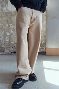 กางเกงผ้าเดนิมสีเบจสำหรับผู้ชายกางเกงทรงหลวมขาโค้งมนคุณภาพระดับพรีเมียมผ้าเดนิมผ้าฝ้ายแข็ง - Product Image 6