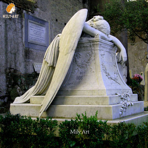 <span class=keywords><strong>Monument</strong></span> funéraire en marbre blanc sculpté à la main de style occidental MILY, ange pleurant, à vendre - Product Image 5