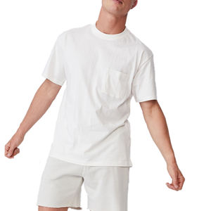 Camiseta de Hombre 100% Algodón al por Mayor, Impresión Personalizada, Lavado Ácido, Serigrafía, Patrón Sólido, 220 Gramos, Formal, Lisa, en Blanco - Product Image 2