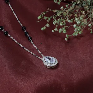 Collar de Plata 925 con Circonita en Forma de Pera, Chapado en Oro de 14K y Rodio, Cadena con Perlas de Agua Dulce, Regalo de Compromiso para Mujer - Product Image 3