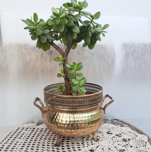 Jardinières en métal rondes en laiton gaufré et pot à fleurs décoratif pour la maison, ensemble de jardinières rondes dorées pour le jardin et le balcon - Product Image 2