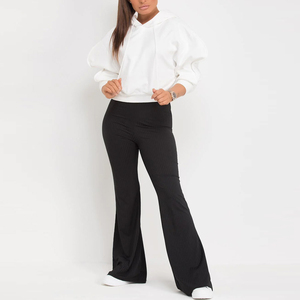 ชุดสตรีทแวร์สำหรับผู้หญิงชุดเสื้อกางเกงขาบานมีฮู้ดผ้าคอตตอนขนแกะมีลายพิมพ์เทคนิค - Product Image 6