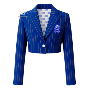 Ropa de hermandad griega Zeta Phi Beta lista para enviar chaqueta recortada a rayas con forro personalizado - Product Image 1