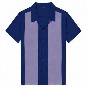 Camisa de Bolos Vintage para Hombre, de Dos Tonos, con Paneles Verticales en Contraste, Cuello Abierto y Tejido Transpirable de Alto Rendimiento - Product Image 4