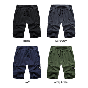 Summer Men's High Street Style 100% Cotton Elastic Waist Solid <b>Cargo</b> Shorts with Quick Dry Breathable Windproof Features - Product Image 2