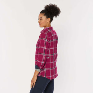 Stylish <b>Women's</b> Solid Flannel Shacket Soft Casual <b>Shirt</b> <b>Jacket</b> with Front Logo <b>for</b> Autumn Outdoor Wear - Product Image 4