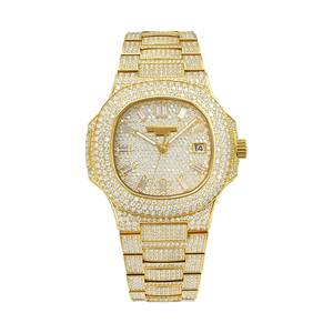 OEM dia Logo MOQ 1PCS Fashion Modern Men's Ice Crystal VVS Moissanite <b>Watch</b> Mechanical Square <b>Case</b> Luxury Wrapped 40mm Hip Hop - Product Image 2