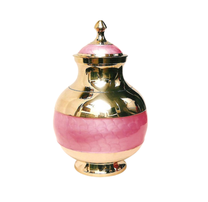 Urne de crémation en laiton urnes commémoratives de couleur émaillée rose souvenir en métal de taille personnalisée pour les cendres humaines - Product Image 1