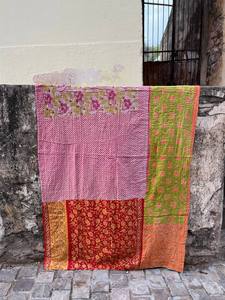 Couette réversible en coton Kantha de luxe – Literie artisanale à motifs imprimés pour un décor champêtre et bohème - Product Image 2