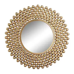 Premium Quality Gold Plated Wall Mirror Frame Cup Design Border Home Interior Wall Decoration Round Mirror Supplier