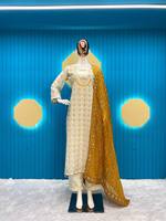 ENSEMBLE HAUT, PANTALON ET DUPATTA EN FAUSSE GEORGETTE BRODÉE DE PAILLETTES, HAUTE QUALITÉ, 4 SAISONS, SPÉCIAL RAMADAN, TENDANCE, POUR FESTIVALS