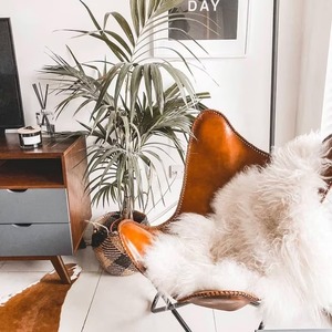 Handmade Tan Leather Butterfly Chair for Outdoor Living Room Hand-Stitched Side Application - Product Image 4