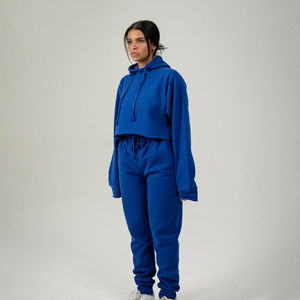 Conjunto de 2 Piezas de Sudadera Corta de Forro Polar y Pantalones Jogger para Mujer, Estilo Informal de Moda para Primavera - Product Image 3