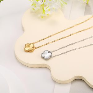 Collar con Colgante de Trébol de Cuatro Hojas Chapado en Oro de 18K de Acero Inoxidable al por Mayor para Mujer, Joyería Sencilla de la Suerte, Regalos - Product Image 5
