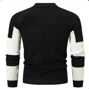 Pull décontracté unisexe pour homme, pull d'hiver à manches longues, col montant, design bicolore, tricoté en nylon/coton, séchage rapide, collège - Product Image 2
