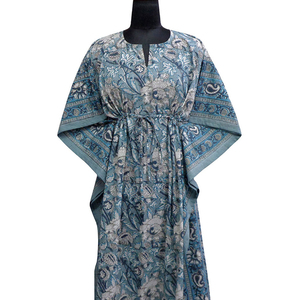 Direct Factory <b>Kaftan</b> Marocain <b>Plus</b> <b>Size</b> Comfortable Luxury Eco-Friendly Hand Block Printed Soft Cotton Voile Nightwear Sale - Product Image 1