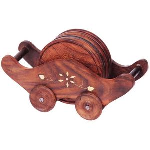 Venta caliente 2024 Posavasos para tazas de té Esteras Madera y esmalte Imprimir Posavasos para servir té Juego Venta completa con el mejor precio - Product Image 5