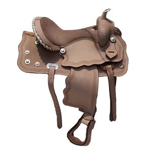 Juego de sillín de cuero genuino occidental hecho a mano para equitación, diseño de brida y cuello de pecho para carreras de barriles - Product Image 2
