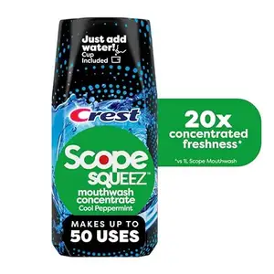 Crest Scope Squeez漱口水浓缩物，冷薄荷味，50毫升瓶，等于使用高达1L瓶 * 与1L Scope