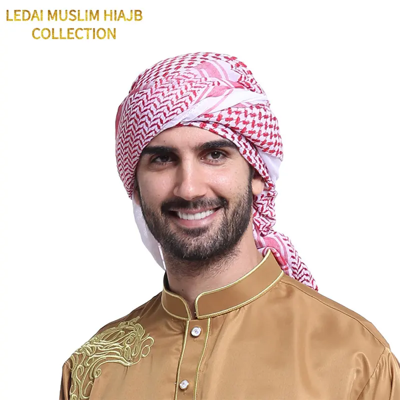 Großhandel Arabisch Herren Schal Jemeni Shemagh Islamische Männer Hijab Headwrap OEM Service Muslim Kopftuch Benutzer definiertes Logo/oem/odm Akzeptiert