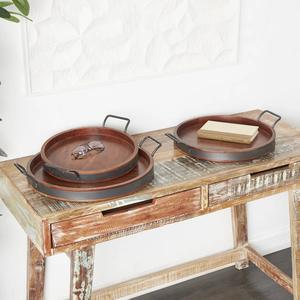 Round <b>Storage</b> And Serving <b>Tray</b> With Raised Rim Elevated Base Perfect For Coffee Table Decor Entertaining And Stylish Display - Product Image 5