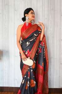 Vêtements traditionnels indiens et pakistanais élégants Sarees imprimés pour femmes - Product Image 6