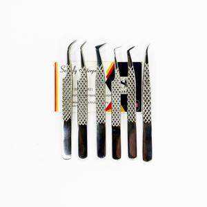 Pinzas de pestañas de Metal personalizadas de alta calidad Pinzas de pestañas de punta de fibra de acero inoxidable cómodas pinzas de pestañas de Punta puntiaguda - Product Image 4