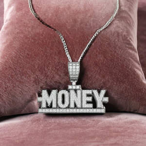 Elegante Colgante de Letra con Corte Brillante Estilo HipHop, Plata de Ley con Microincrustaciones de Moissanita, Baño de Rodio, Regalo Perfecto y Moderno para - Product Image 1