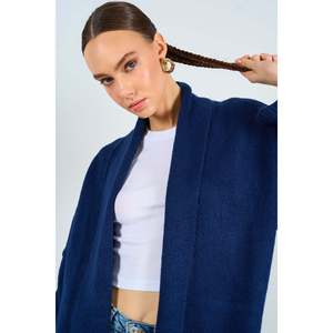 Cárdigan Azul Marino con Cuello Chal y Frente Abierto - Product Image 3