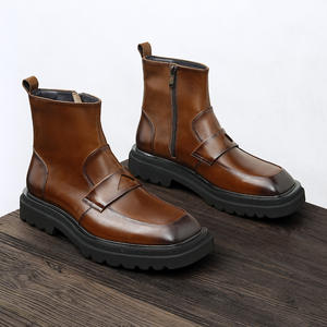 Botas Chelsea Retro de Cuero Vacuno con Absorción de Impactos y Suaves para Hombres, Ideales para Eventos Temáticos Vintage y Uso en la Oficina - Product Image 1