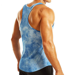 Camiseta sin mangas con tinte de corbata de entrenamiento para hombre con logotipo personalizado OEM, camiseta ajustada para gimnasio, camiseta sin mangas para culturismo - Product Image 4