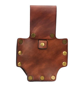 OEM High Quality Genuine Cowhide Leather Tape Measure Holder Vintage Brown Tool <b>Holster</b> Belt Loop Pouch Magnetic Closure - Product Image 4