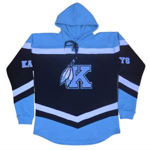 Hoodies de hockey en polaire lourde | Sweat à capuche noir et bleu avec logos brodés | Vêtements de saison d'hiver de fraternité et de sororité - Product Image 3