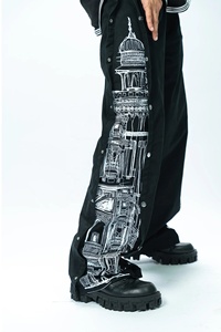 Pantalones Deportivos Anchos Personalizados con Cierre en la Abertura de la Pierna, Pantalones Deportivos de Felpa para Hombre - Product Image 2