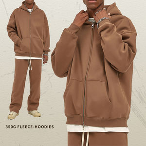 2025 unisexe fermeture éclair à capuche Logo personnalisé léger 350g Double tête Street Wear 100% coton pour l'automne - Product Image 5