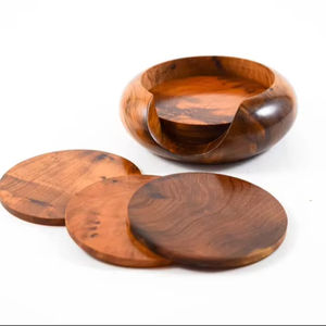 Juego de posavasos de madera hechos a mano, alfombrillas rústicas para bebidas, recién llegado, alta calidad, precio asequible, India - Product Image 1