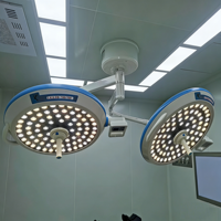 Lampu Bedah LED Dual Head 160000 Lux 160 Beads Lampu Operasi Tanpa Bayangan untuk Plafon 3000-6700K Ruang Operasi Rumah Sakit
