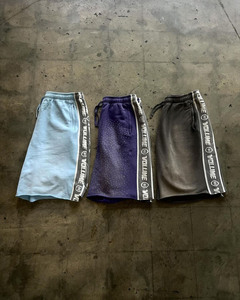 Short à cordon 100% coton délavé vintage pour homme Rayures latérales écologiques délavées à l'acide multicolores pour la saison estivale - Product Image 4