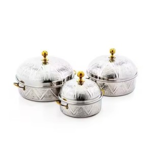 Food Serving Casserole Pots Silver and Gold Polished Classic Home Hot Pots Standard Top Quality Round Restaurant Food Casserole - Product Image 3