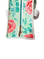 Sac fourre-tout matelassé grand format en coton 100% imprimé à la main, motif floral vert, sac à bandoulière avec fermeture éclair
