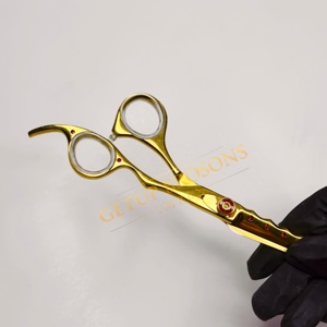 Tijeras de peluquería de acero inoxidable de 11.5 pulgadas, color oro plasma, para cortar el cabello, tijeras planas para flequillo y entresacar, 6H, negras - Product Image 5