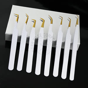 Bulk Stainless Steel 90 Boot Volume Eyelash Extension Tweezers Fine X Boot Curved Classic Isolation Diamond Grip - Product Image 3