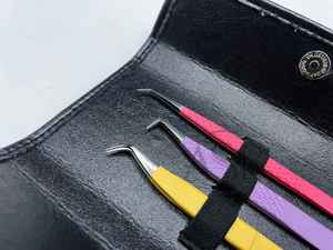 Pince à cils en acier inoxydable durable avec logo personnalisé solide adhérence 90 65 degrés pointu couleur personnalisée sans fibres professionnel - Product Image 3