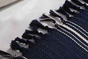 Cubrecama de Algodón Turco Marino con Rayas Azules, 78x94 pulgadas, 100% Algodón - Product Image 3