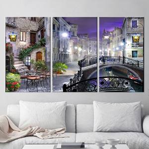 Elegancia Urbana: Impresión en Lienzo de Paisaje Urbano Moderno para Decoración del Hogar, 3P: Enmarcado tipo Galería - Product Image 1