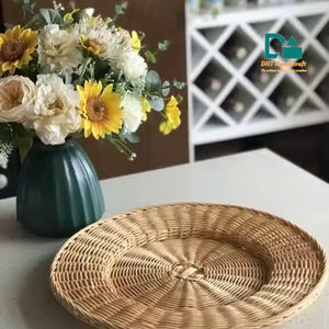 Premium Boho Rattan <b>Placemat</b> 30cm Yellow Rustic Sustainable 2-Piece Customizable Colors for Babies & Kids Party DHT Handicraft - Product Image 2