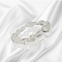Bracelet de perles roulées en quartz clair pour la guérison - Tendance mode, objet de collection artistique, bijoux en pierres précieuses naturelles