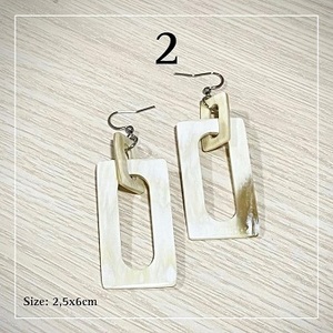 Corne antique pur naturel fait à la main buffle corne de vache résine bois métallique longues boucles d'oreilles bijoux de mode rectangulaire noir boucle d'oreille - Product Image 1